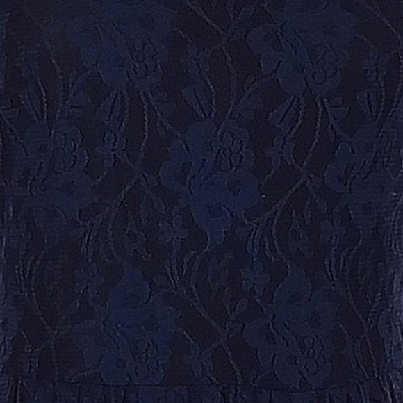 RELATIVITY Dress Lace Embroidery Fit & Flare Lined Scoop Neck Navy Blue Medium - Picture 5 of 9
